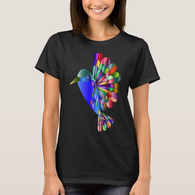 T-shirt Chromatique Abstrait Colibri Aquarelle Oiseau Art (Devant)