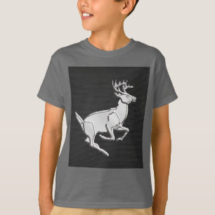 T-shirt Chrome Like Running Deer on Carbon Fiber