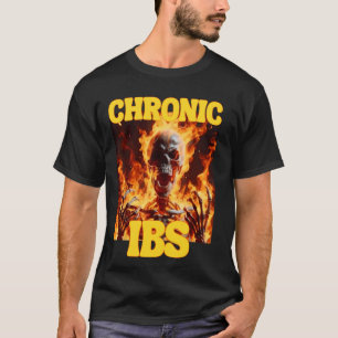 T-shirt Chronique IBS Drôle Cringe Dur Skeleton Mème Flame