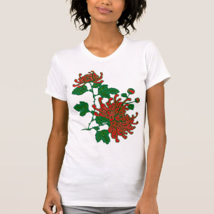 T-shirt Chrysanthèmes d'araignée chinois - rouge profond