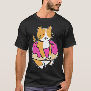 T-shirt Chubby Chat Donut Doux Pâtisserie Piscine Flotte S