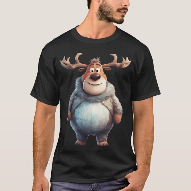 T-shirt Chubby Reindeer À Noël. Numéro 1 (Devant)
