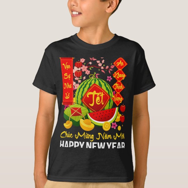 T-shirt Chuc Mung Nam Moi Happy Lunar New Year Vietnamese  (Devant)