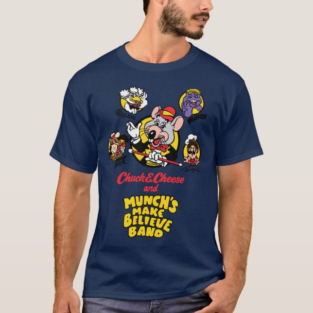 T-shirt Chuck E Cheese and Munchs Make Believe Band 1989 f (Devant)