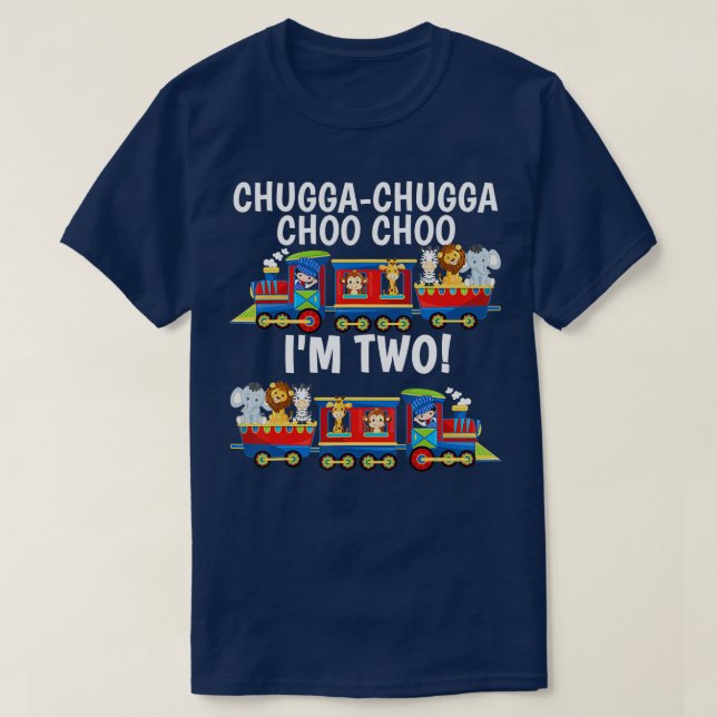 T-shirt Chugga Chugga Choo Choo Je suis 2 trains Anniversa (Design devant)