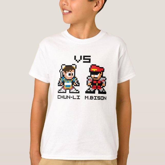 T-shirt Chun-Li 8 bits VS M.Bison (Devant)