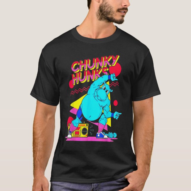 T-shirt Chunky Hunks Gym Poids Bodybuilding Muscle (Devant)