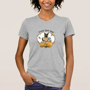 T-shirt Chute berger allemand chien (tan noir) Citrouille