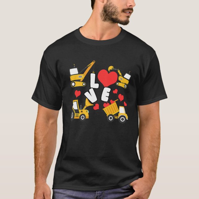 T-shirt Chute de construction Saint-Valentin Camion de mig (Devant)