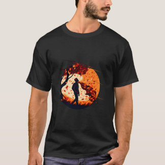 T-shirt Chute De Feuilles Avec Un Homme En Marche À L'Auto