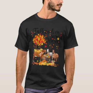 T-shirt Chute En Amour Avec Les Chevaux Automne Chute Amou