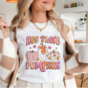 T-shirt Chute Hey il citrouille mignon Retro Girly