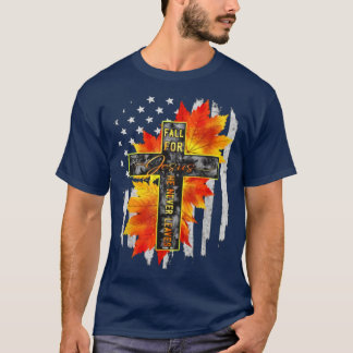 T-shirt Chute pour Jésus Il Jamais Feuille Jésus Automne A