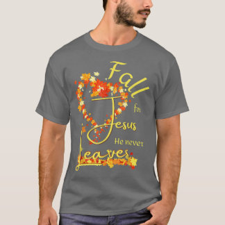 T-shirt Chute Pour Jésus Il N'A Jamais Citrouille Feuille