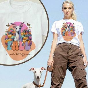 T-shirt Chute Vibes Italien Greyhound Chien Patch Citrouil
