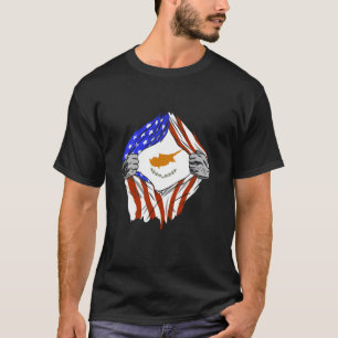 T-shirt Chypre Drapeau USA America Pride chypriote thoraci
