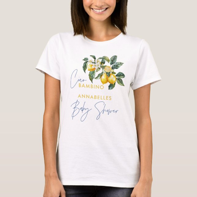 T-shirt Ciao Bambino baby shower grec au citron (Devant)