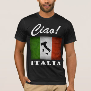 T-shirt Ciao ! Italia Tricolore Carte du Drapeau Italien I