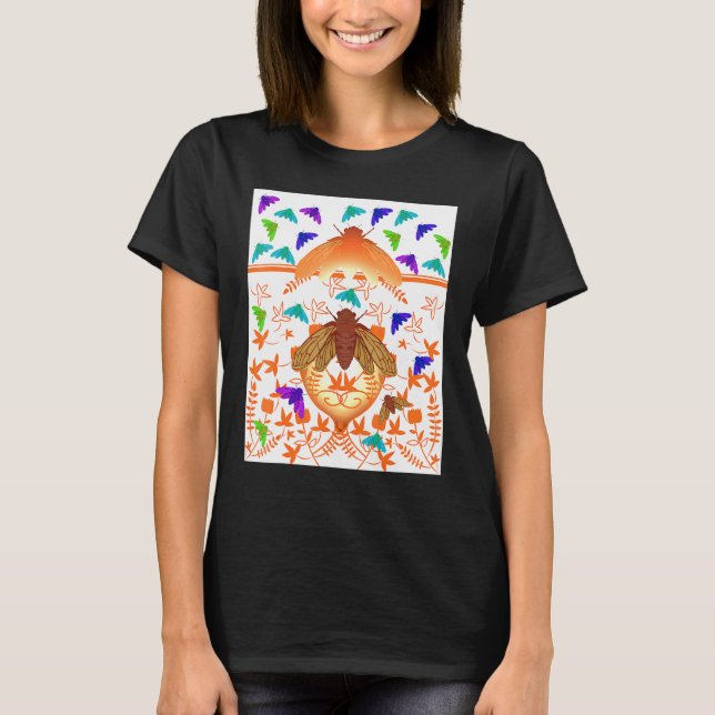 T-shirt Cicada Floral Shot Brood Insect Nature Style (Devant)