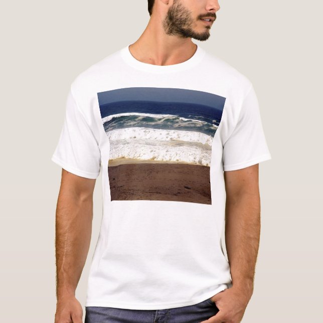 T-shirt Ciel bleu, vagues de blanc, sable Brown (Devant)