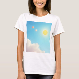 T-shirt Ciel lumineux avec deux formes inconnues flottant