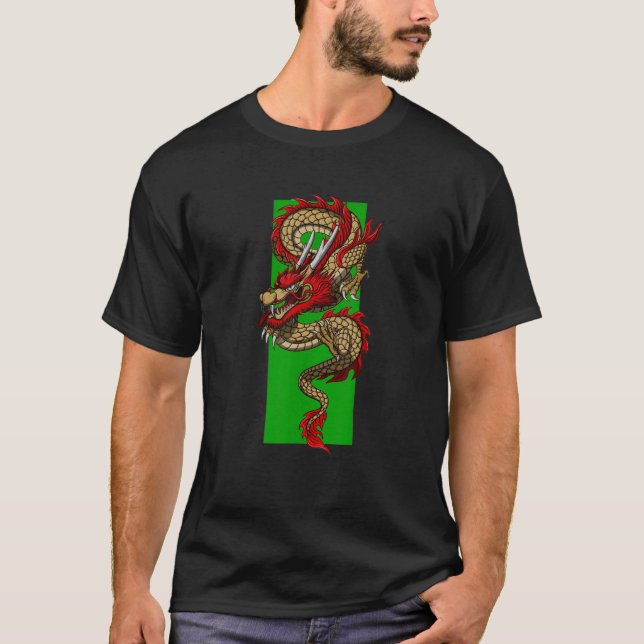 T-shirt Ciel vert du dragon de feu (Devant)