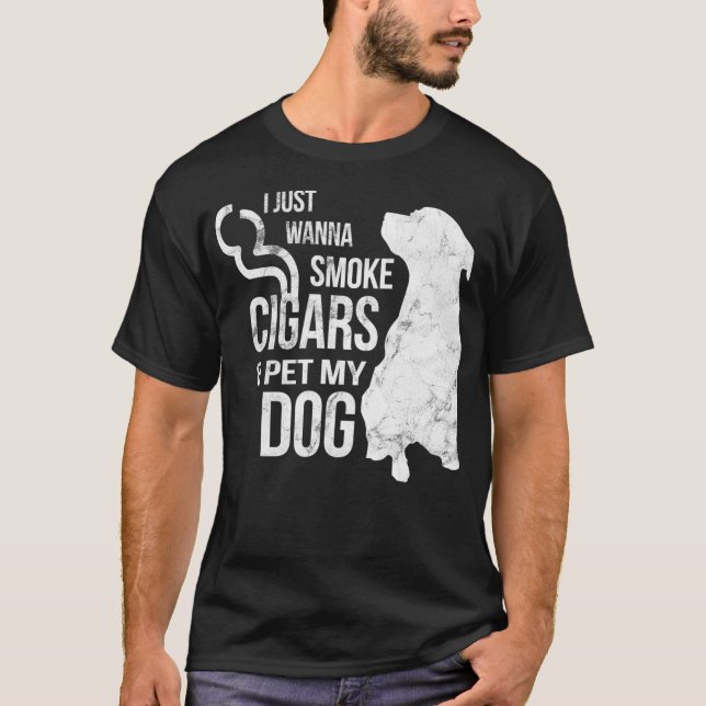 T-shirt Cigar et Amoureux de les chiens Cigars pour Fumer  (Devant)