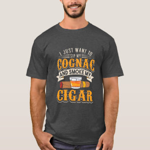 T-shirt Cigar Lover   Mon Cognac Et Fumer Mon Cigar