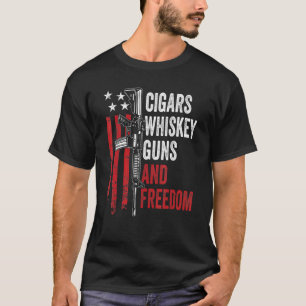 T-shirt Cigars Whiskey Guns Freedom Gun Propriétaire Usa D