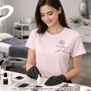 T-shirt Cils Logo Entreprise Nom de l'Employé Rose Blush