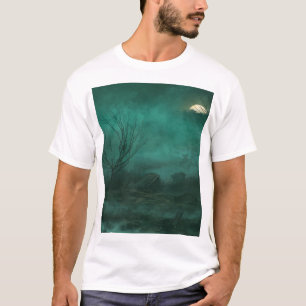 T-shirt Cimetière abandonné La Scène De Nuit Lune