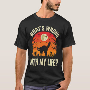 T-shirt Cimetière de Chat Noir Halloween Horreur Graphique