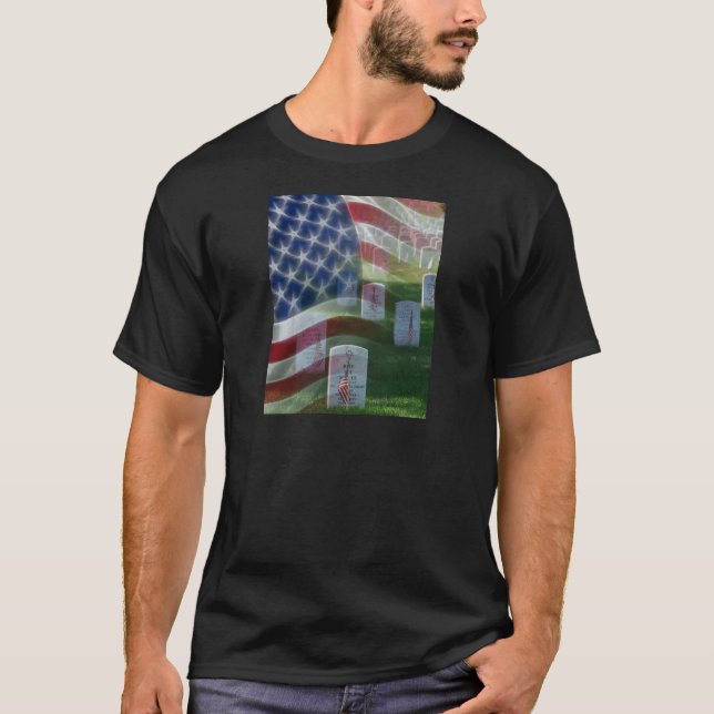 T-shirt Cimetière national d'Arlington, drapeau américain (Devant)