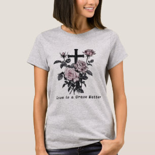 T-shirt Cimetière occulte gothique Roses et traverser