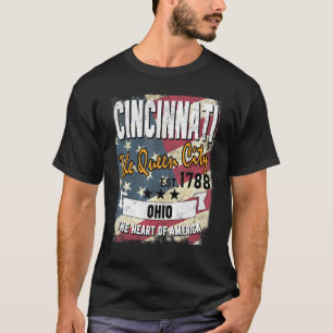 T-shirt Cincinnati Ohio Oh dévêtu Etat du drapeau américai