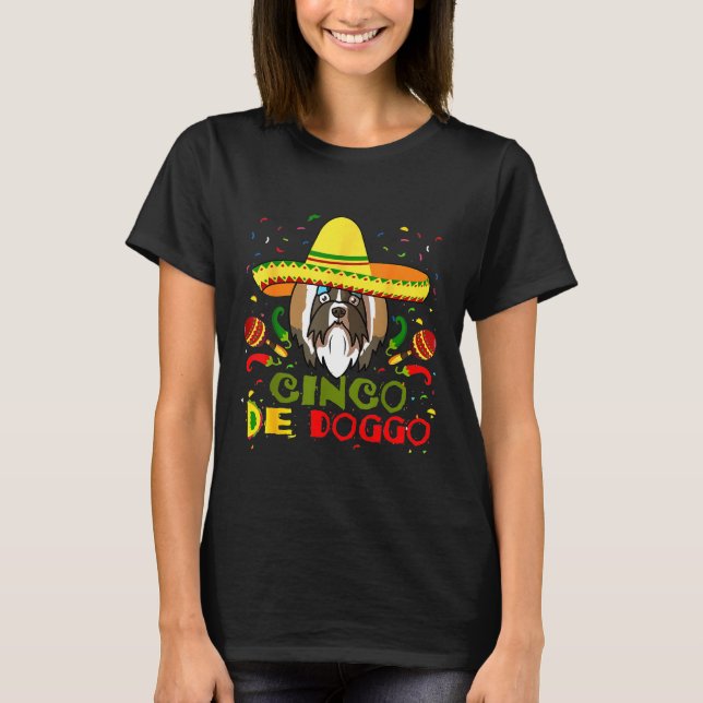 T-shirt Cinco De Doggo Shih Tzu Chien Aimer R Maman (Devant)