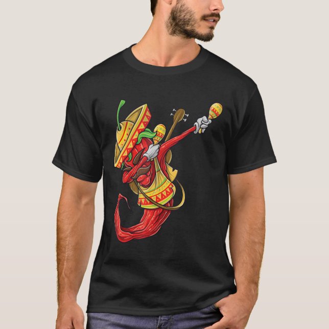 T-shirt Cinco De Mayo Chemise Dabbing Chili Pepper Dab Che (Devant)