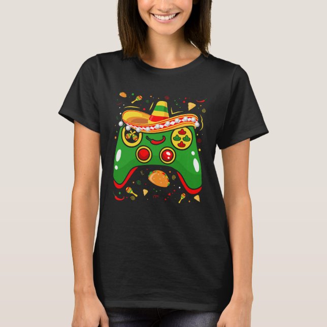 T-shirt Cinco De Mayo Controller Gaming Gamer Mexico Fiest (Devant)