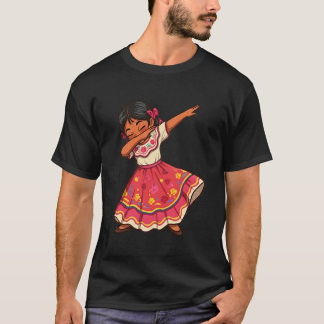 T-shirt Cinco de Mayo Dance Party Mexicaine fille Dabbing (Devant)