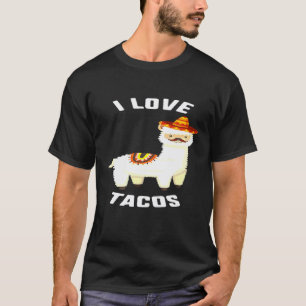 T-shirt Cinco De Mayo J'adore Tacos Lama Sombrero Moustach