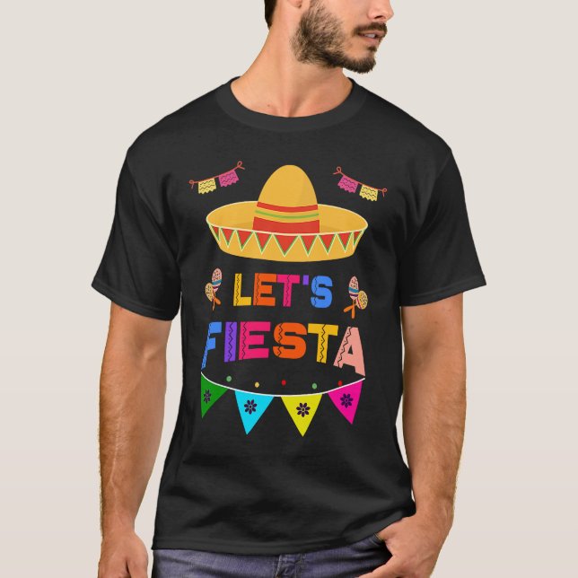 T-shirt Cinco De Mayo Let's Fiesta Cactus Sombrero Hat (Devant)