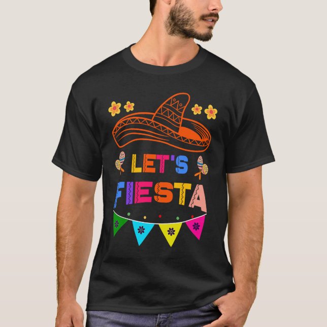 T-shirt Cinco De Mayo Let's Fiesta Cactus Sombrero Hat  2 (Devant)