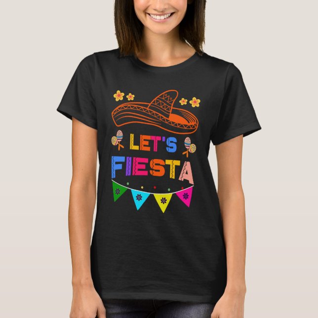 T-shirt Cinco De Mayo Let's Fiesta Cactus Sombrero Hat  2 (Devant)