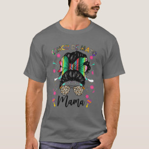 T-shirt Cinco De Mayo Mama Messy Bun Femme Mexicaine Mère