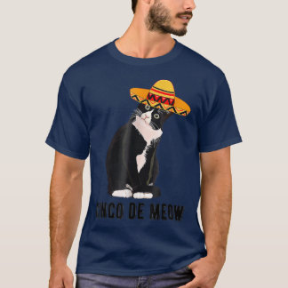 T-shirt Cinco De Mayo Meow Tuedo Cat Sombrero Meican Fiest