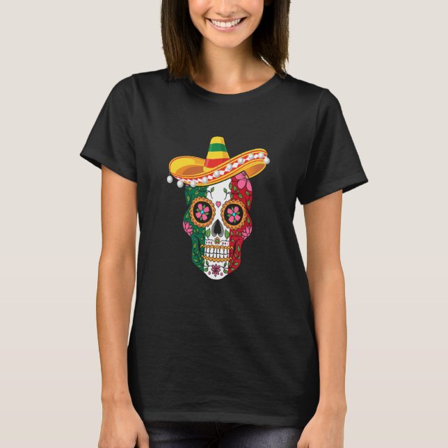 T-shirt Cinco de Mayo mexican skull celebrate fiesta (Devant)