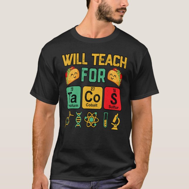 T-shirt Cinco De Mayo Mexican Teacher Funny Will Teach For (Devant)