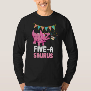 T-shirt Cinq A Saurus Dinosaur Cute Kiddo Tricératops
