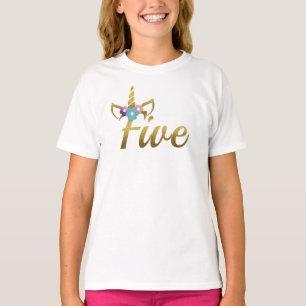 T-shirt Cinq années de licorne de fille d'anniversaire