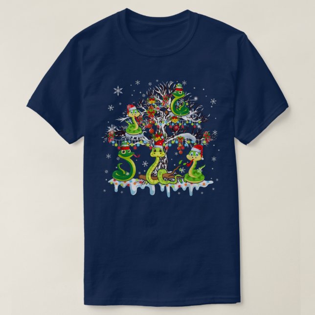 T-shirt Cinq Serpents amusants Père Noël sur Noël Arbre No (Design devant)
